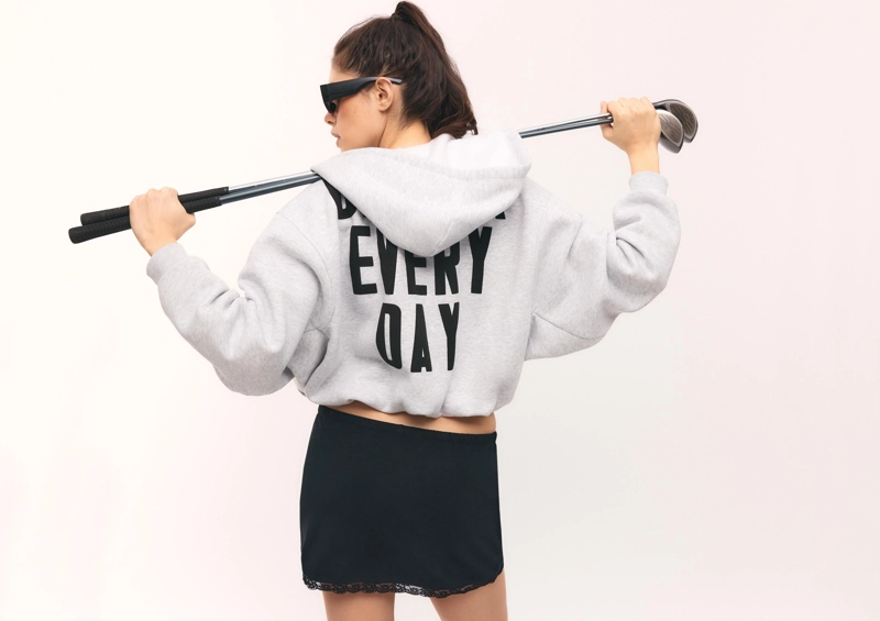 Толстовка-бомбер с принтованным капюшоном