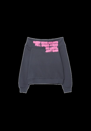 Толстовка с вырезом-лодочкой и принтом- Заказать в России