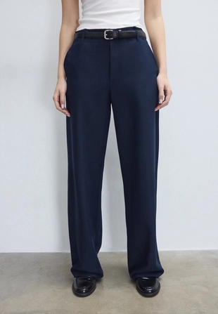 Прямые струящиеся брюки с поясом- Заказать в России