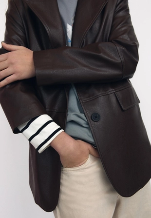 Пиджак из искусственной кожи- Заказать в России