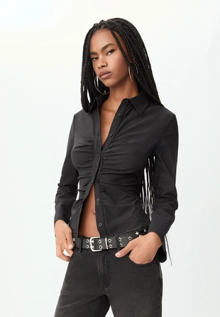 Рубашка с оборками в полоску- Заказать в России