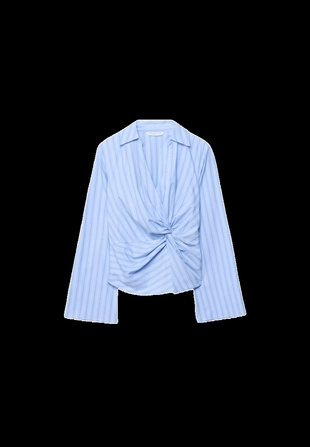 Приталенная рубашка с узлом- Заказать в России