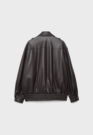 Oversize leather effect biker jacket- Заказать в России