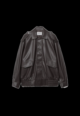 Oversize leather effect biker jacket- Заказать в России