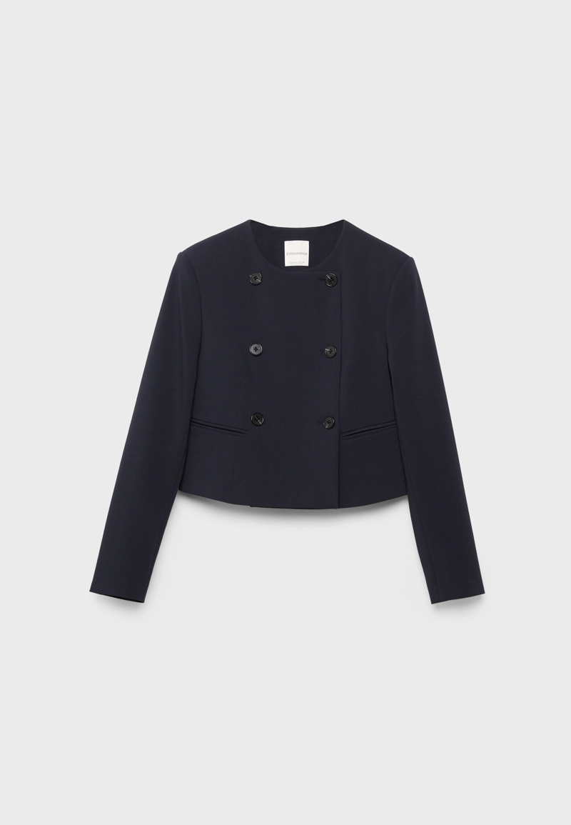 Укороченный пиджак с круглым вырезом