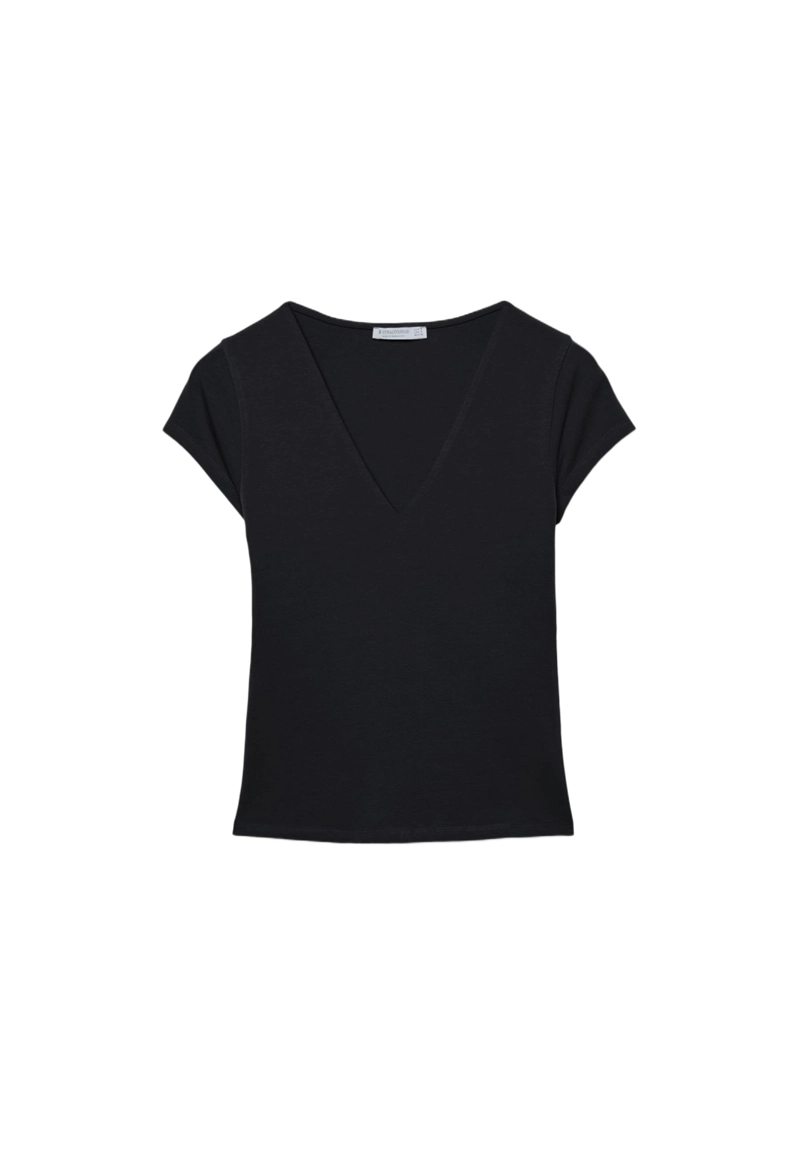 Футболка с короткими рукавами и V-образным вырезом