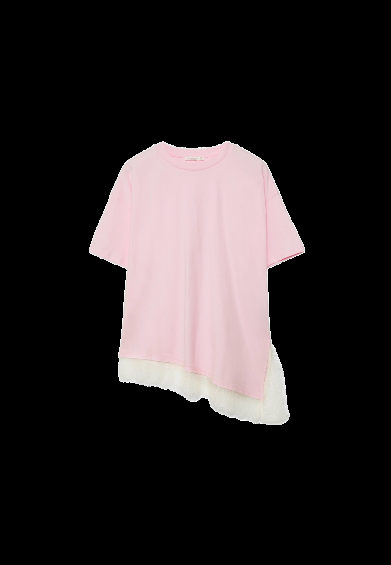 Футболка с короткими рукавами и кружевной отделкой по низу