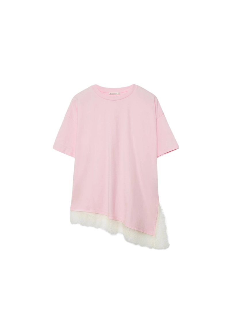 Футболка с короткими рукавами и кружевной отделкой по низу