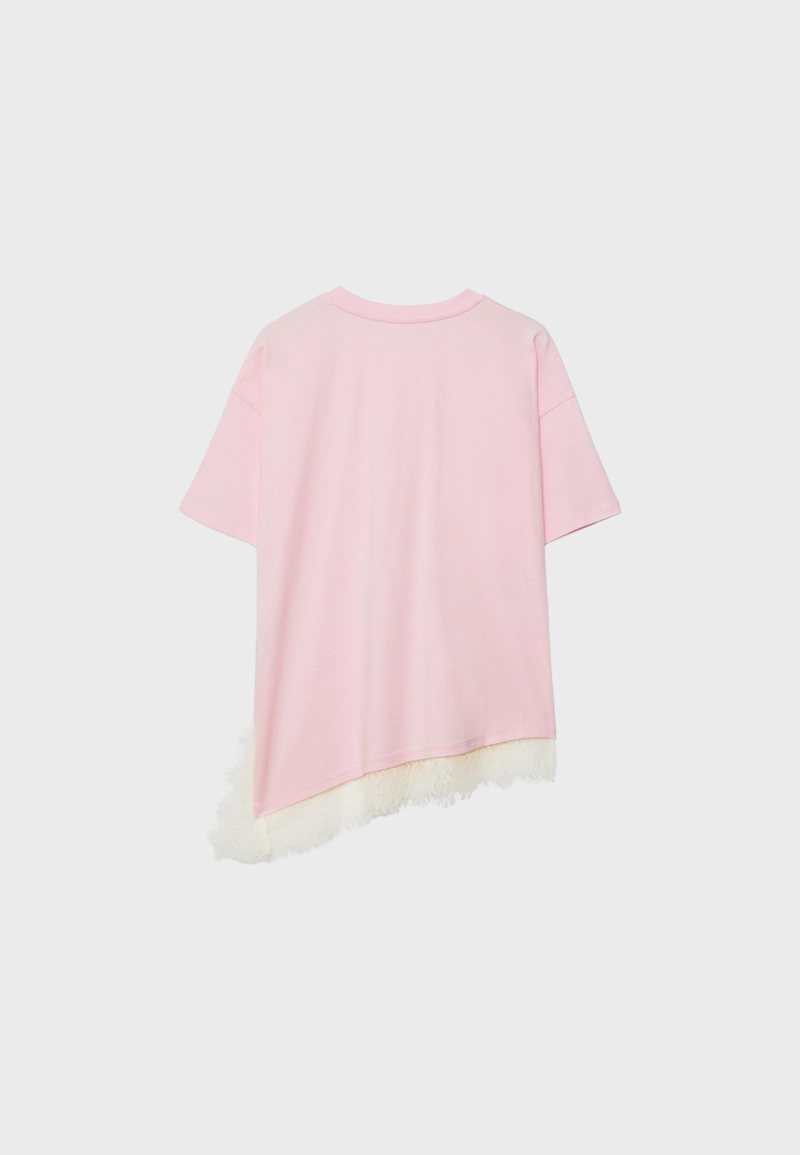 Футболка с короткими рукавами и кружевной отделкой по низу