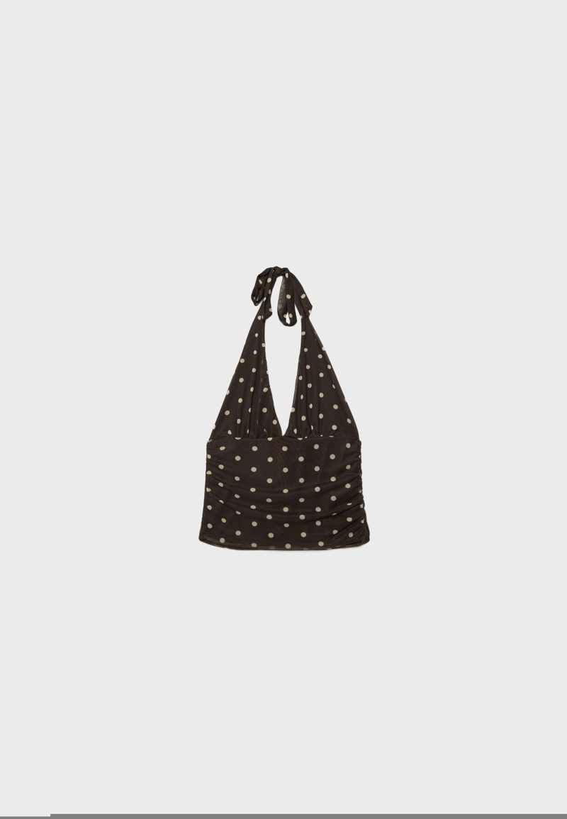 Топ с горловиной халтер, в горошек