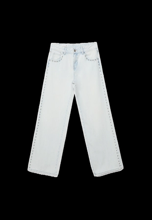 Wideleg loose studded jeans- Заказать в России