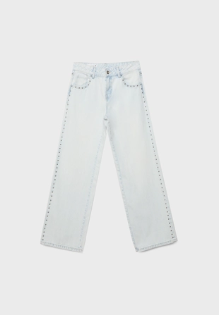 Wideleg loose studded jeans- Заказать в России