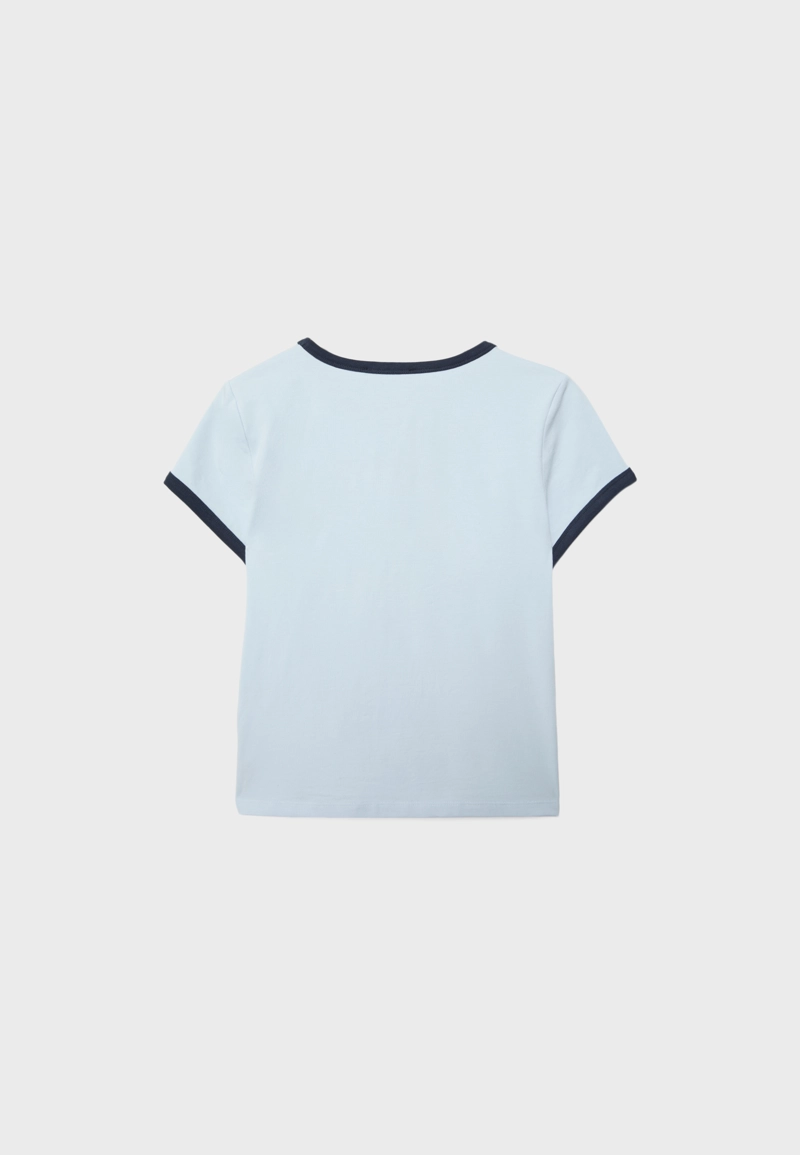 Футболка с короткими рукавами, контрастной отделкой и принтом