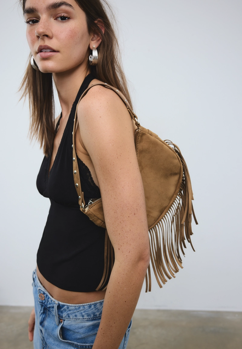 Сумка на плечо «Луна» с бахромой