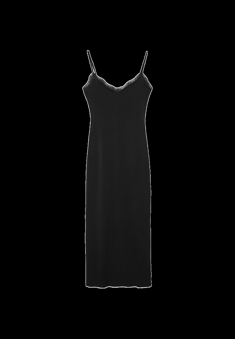 Длинное вязаное платье на бретелях с кружевом