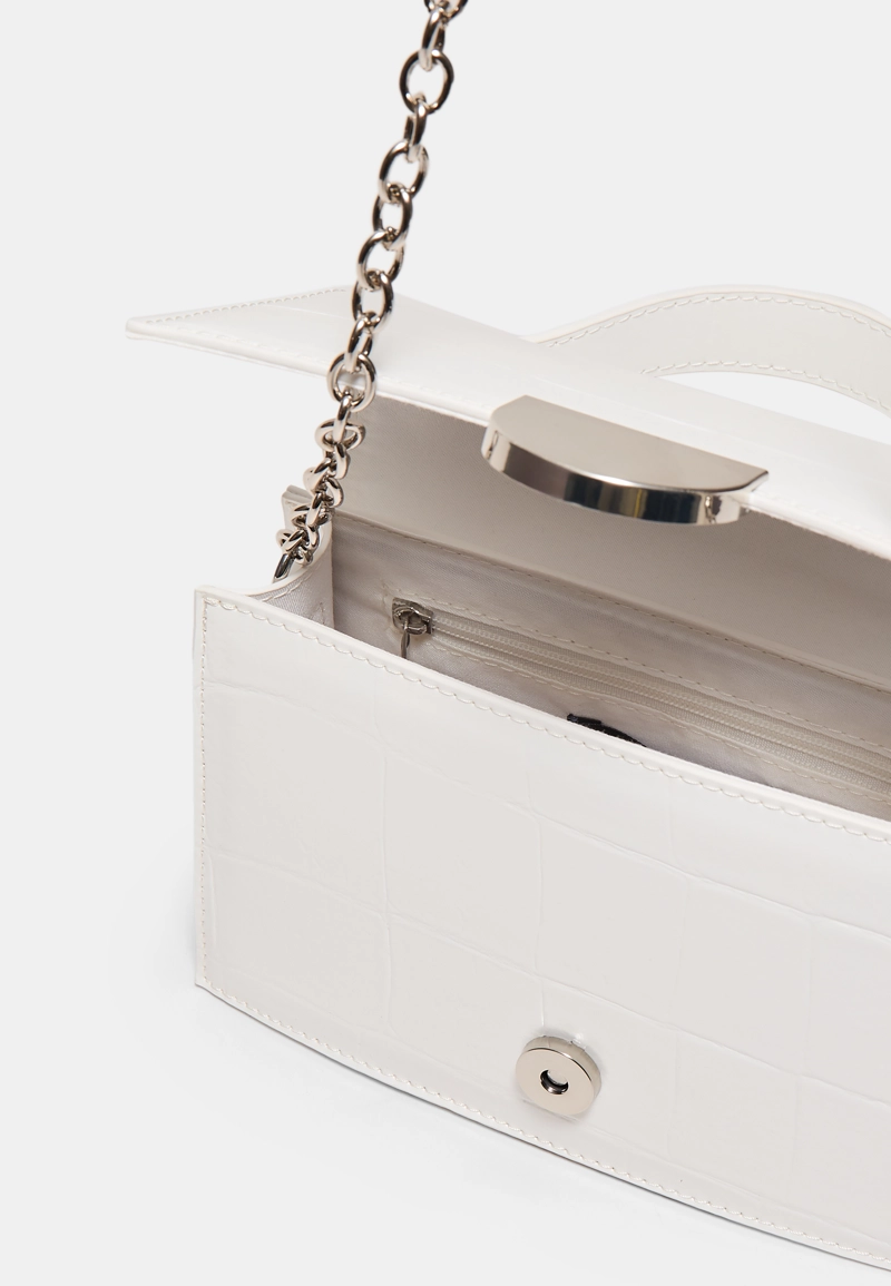 Жесткая мини-сумка через плечо с эффектом крокодила