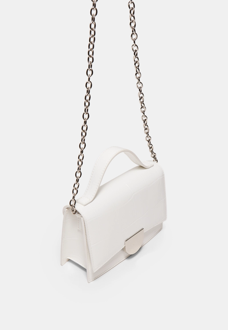 Жесткая мини-сумка через плечо с эффектом крокодила