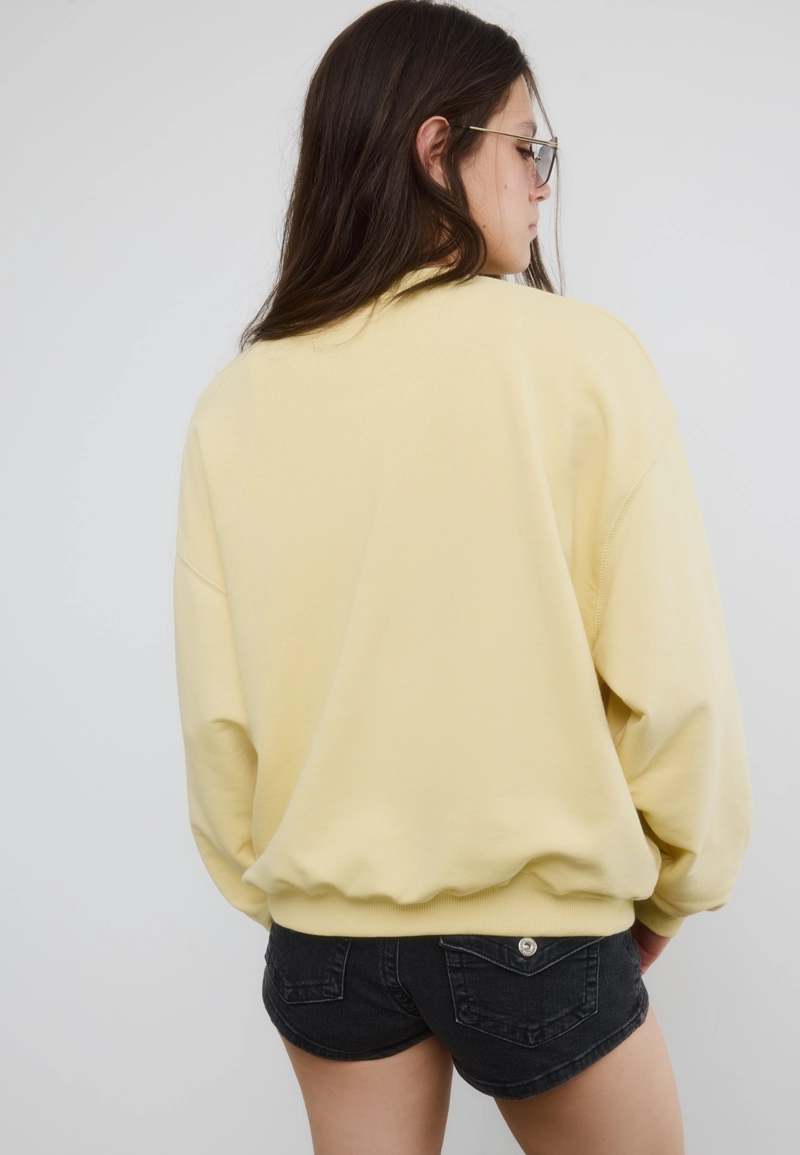 Толстовка с длинными рукавами, круглым вырезом и надписью