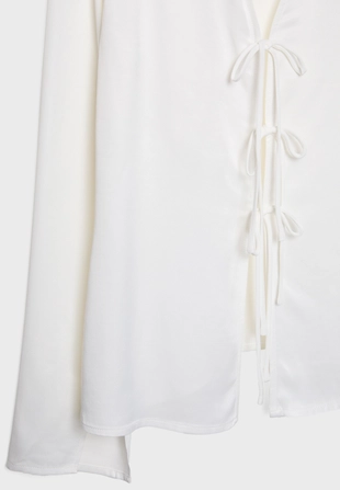 Атласная рубашка с завязками- Заказать в России