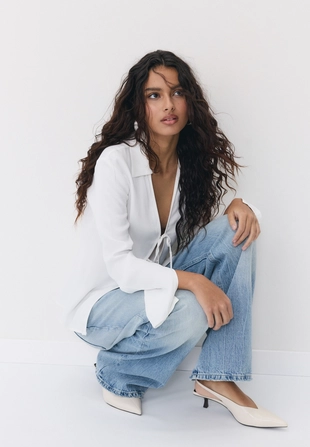 Атласная рубашка с завязками- Заказать в России