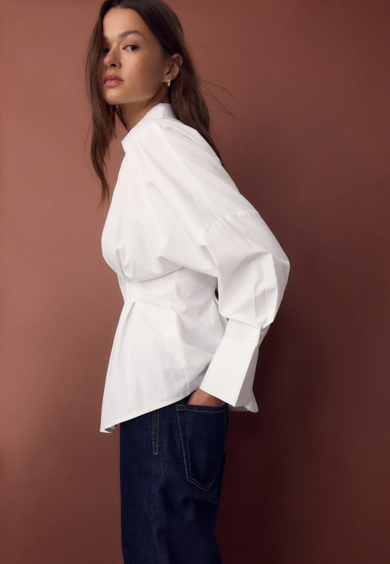 Рубашка из поплина со складками