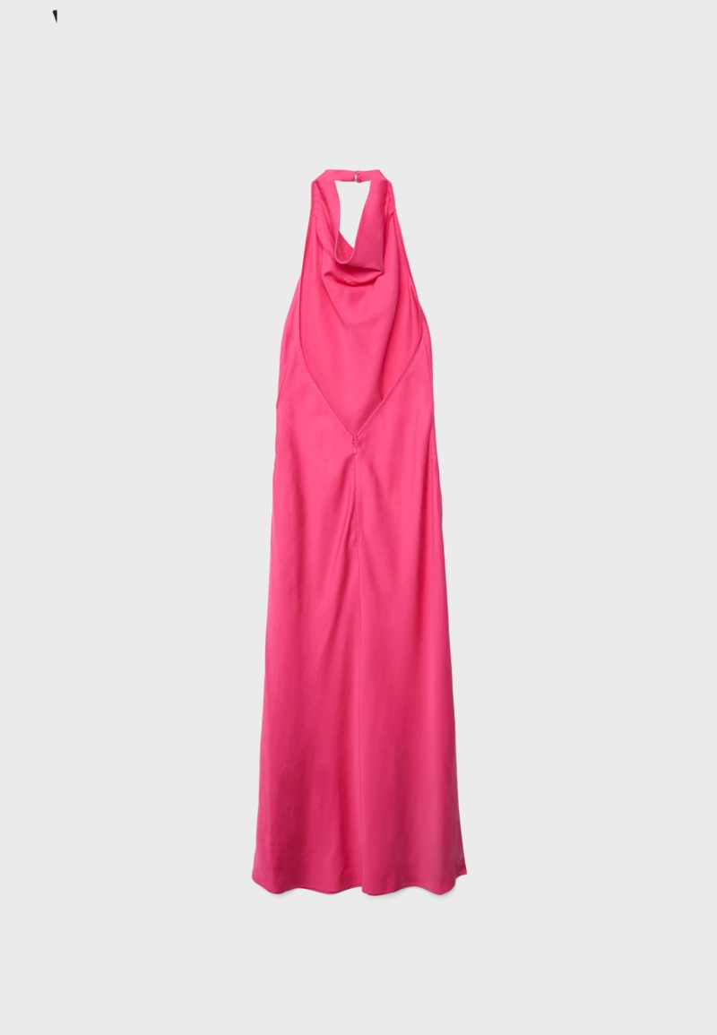 Платье миди с горловиной халтер и открытой спиной