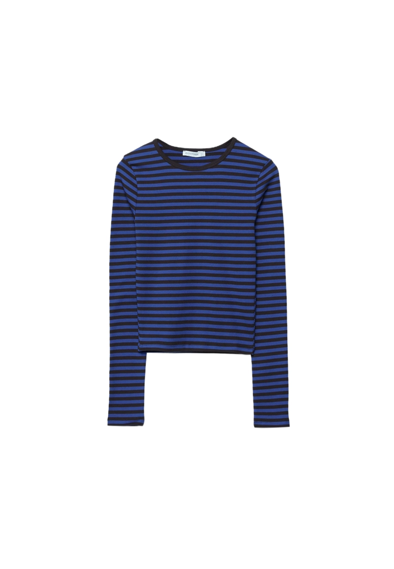 Базовая футболка из хлопка в полоску с длинными рукавами
