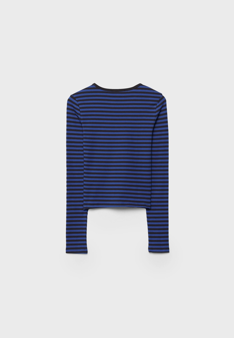 Базовая футболка из хлопка в полоску с длинными рукавами