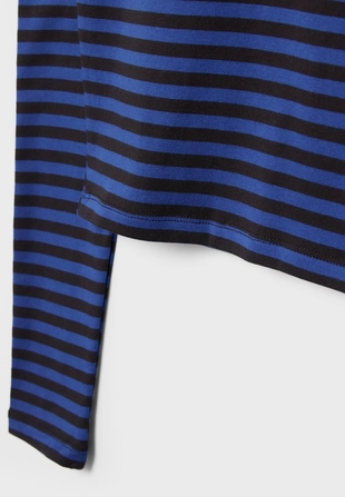 Базовая футболка из хлопка в полоску с длинными рукавами- Заказать в России