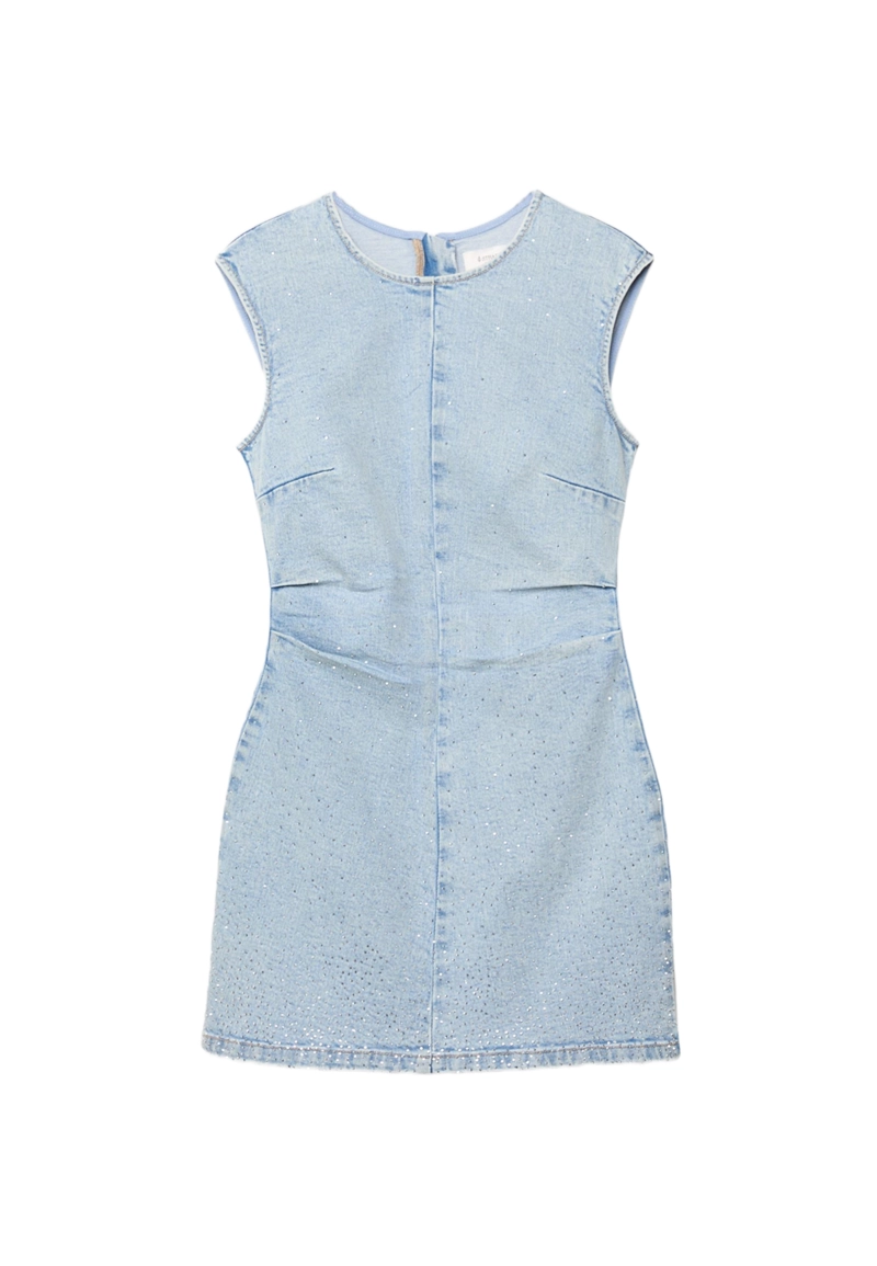 Короткое джинсовое платье с блестящей отделкой