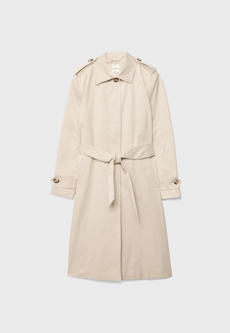 Длинный однобортный тренч