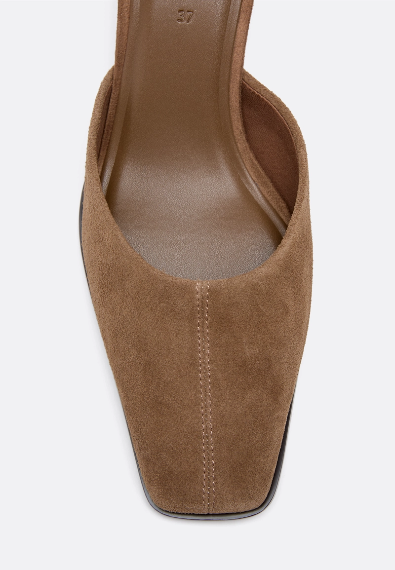 Кожаные туфли-мюли на каблуке