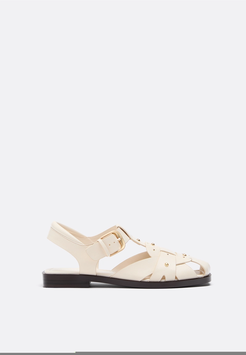 Сандалии с ремешками из искусственной кожи, с заклепками