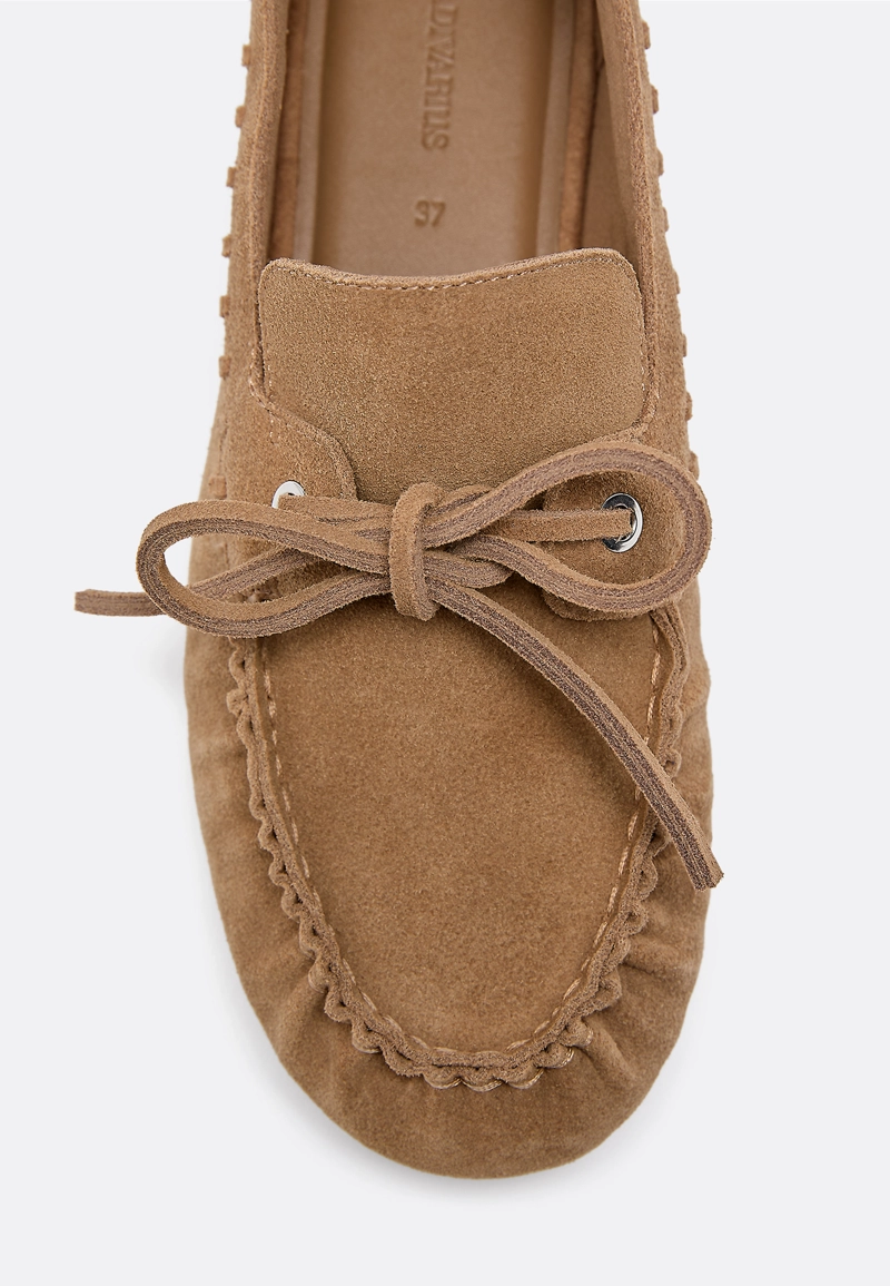 Кожаные лодочные туфли со шнурком