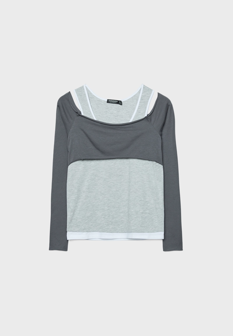 Лонгслив с накладкой