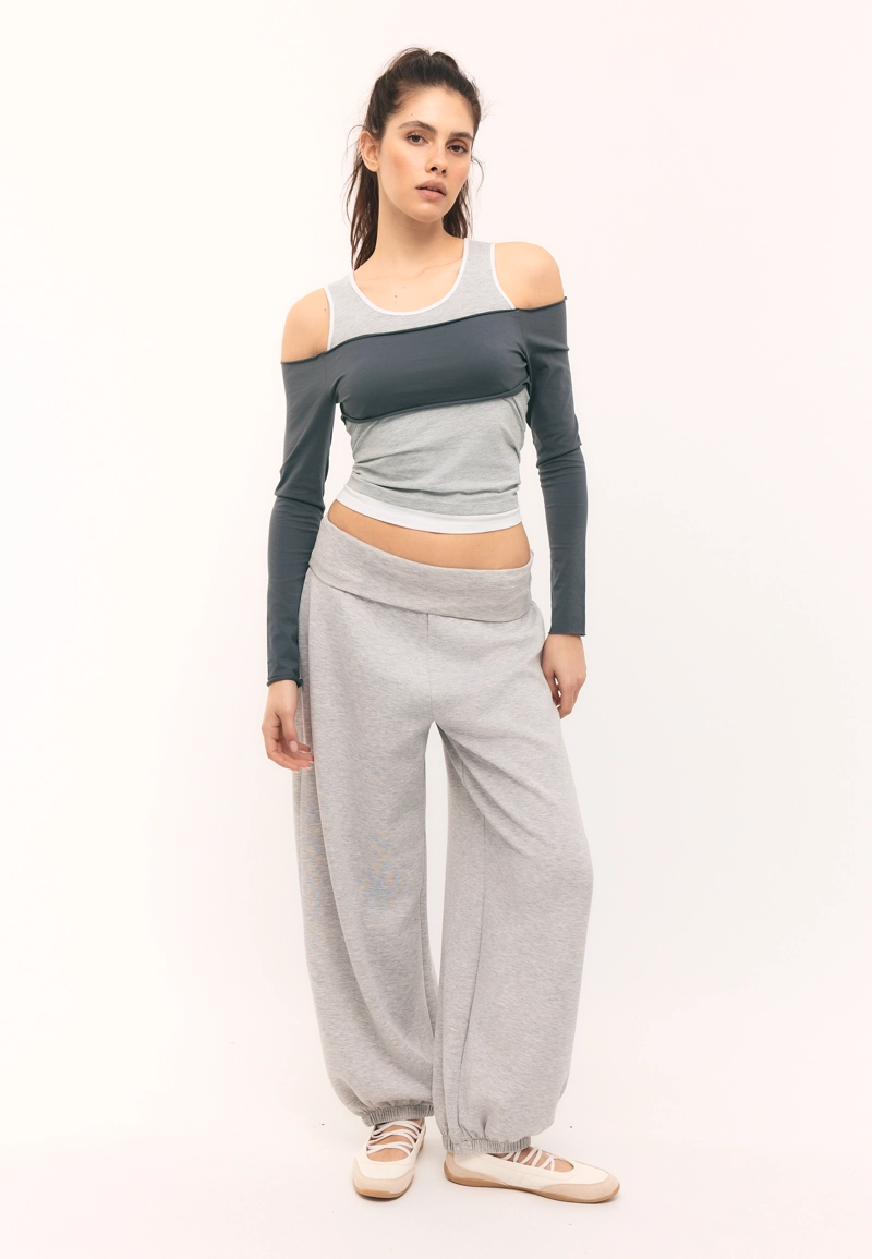 Лонгслив с накладкой