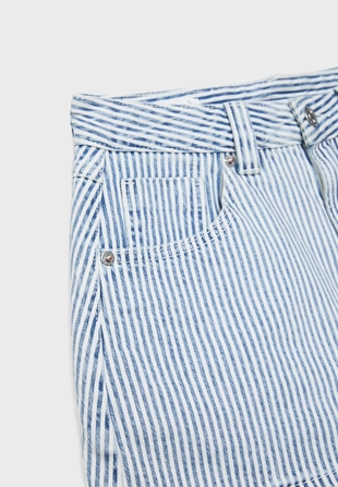 Джинсовая юбка-шорты в полоску- Заказать в России