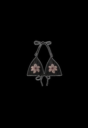 Бюстгальтер бикини треугольный с вышивкой в виде цветка- Заказать в России