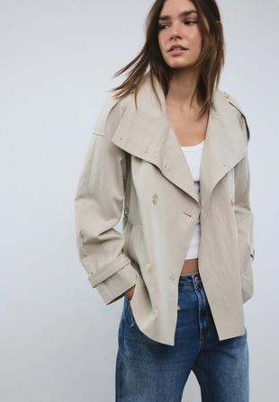 Тренч с высоким воротником- Заказать в России