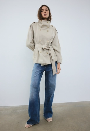 Тренч с высоким воротником- Заказать в России