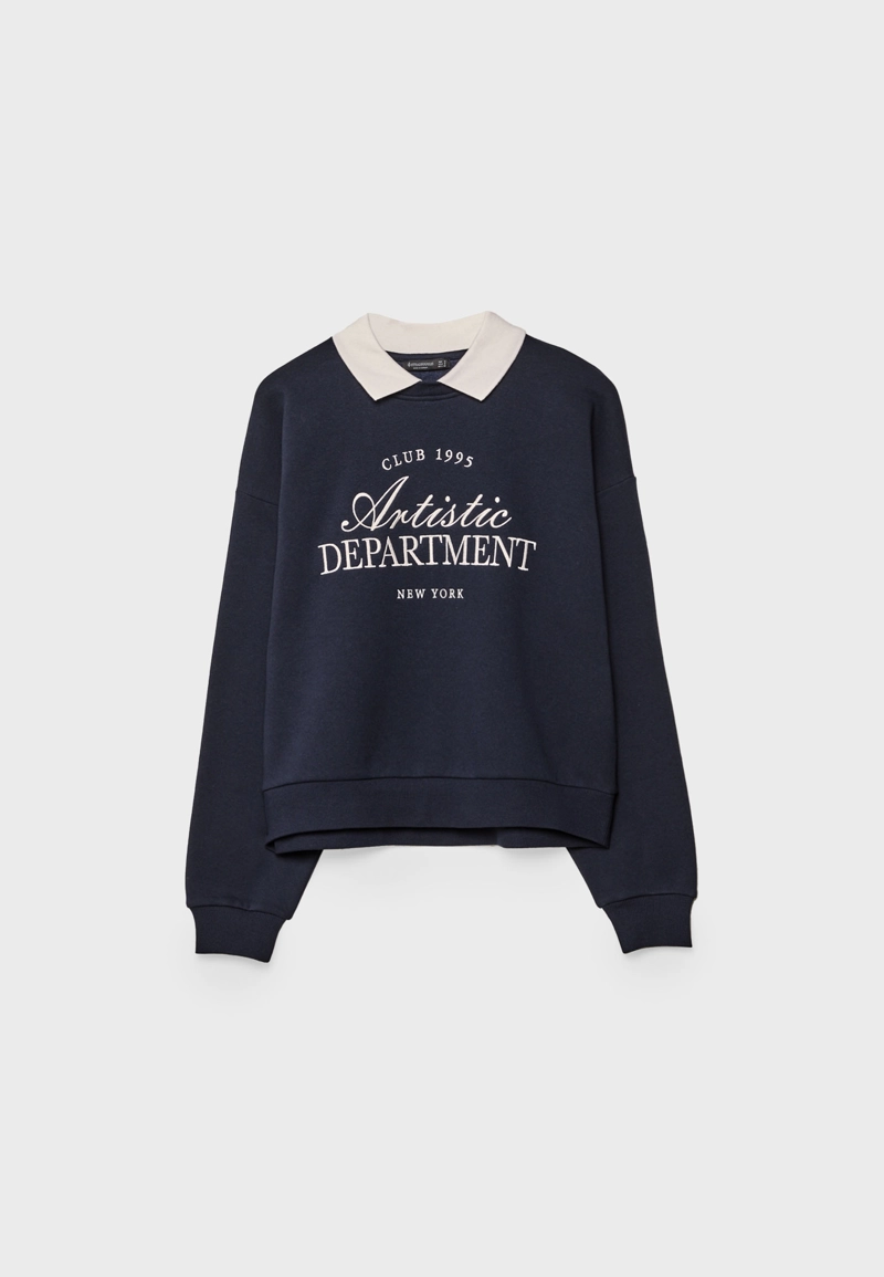 Вышитая толстовка с воротником поло