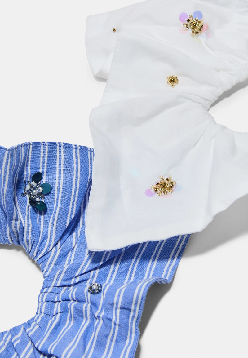 Набор из 2 резинок для волос с вышивкой