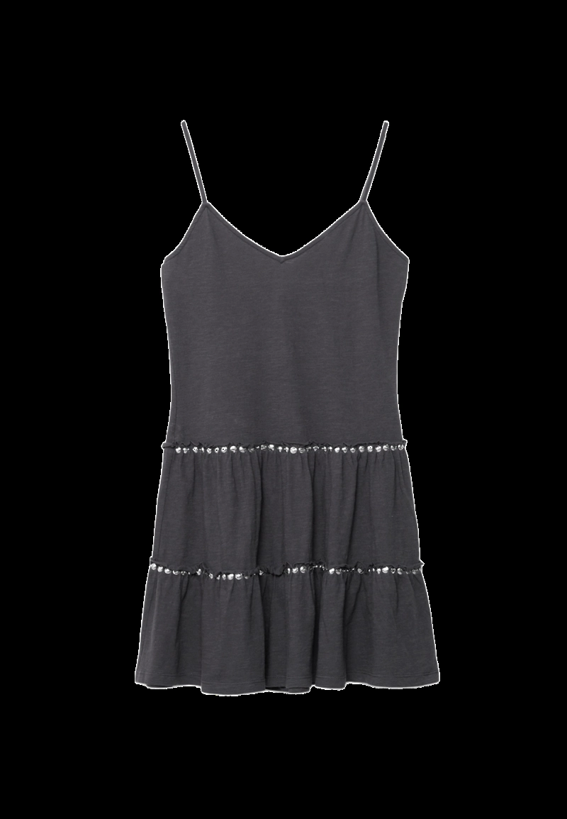 Платье с воланами и заклепками