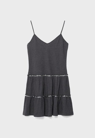 Платье с воланами и заклепками- Заказать в России