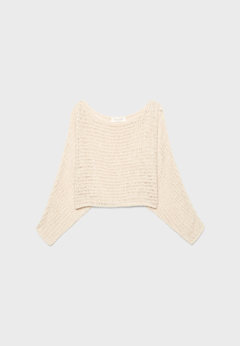 Вязаный свитер-накидка с лентой