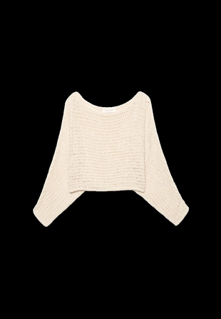 Вязаный свитер-накидка с лентой- Заказать в России