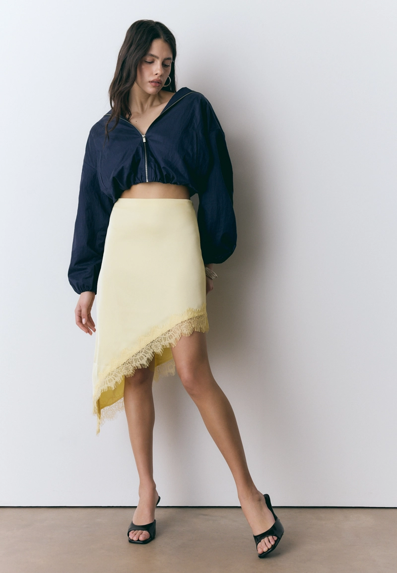 Асимметричная юбка из сатина