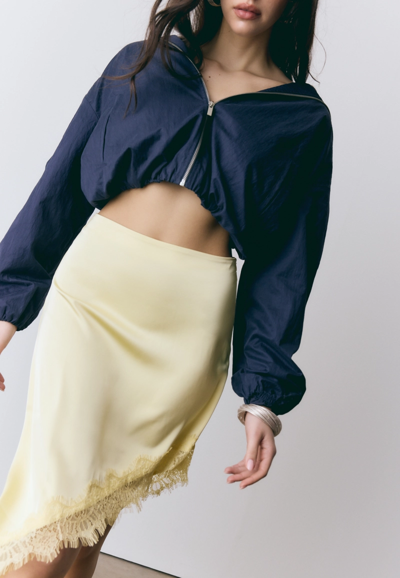 Асимметричная юбка из сатина