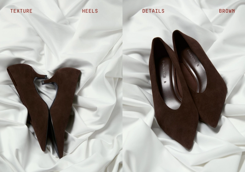 Закрытые кожаные туфли на каблуке