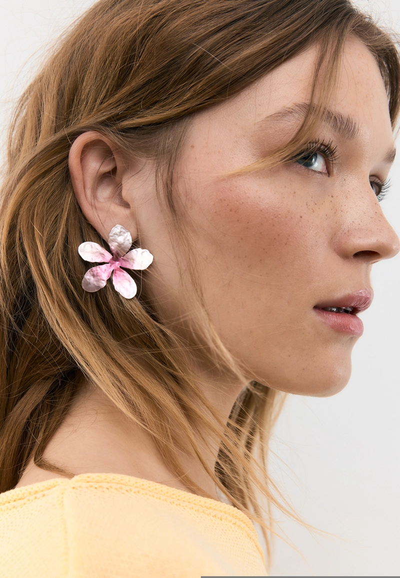 Серьги-цветы двухцветные